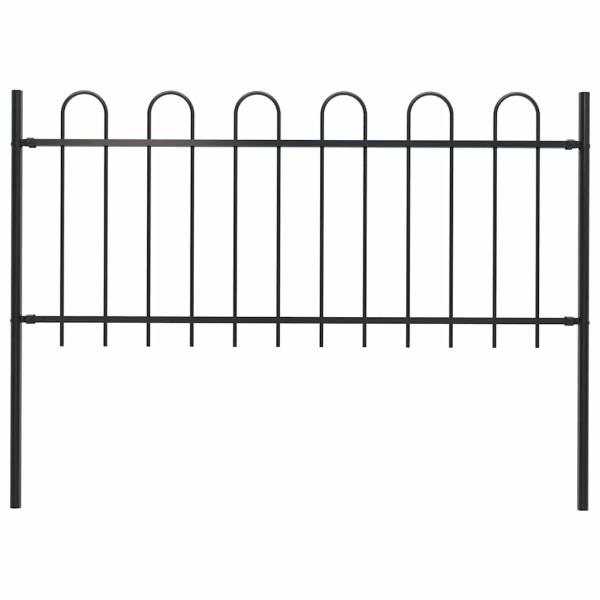 Gartenzaun mit Bügel-Design Stahl 1,7 m Schwarz