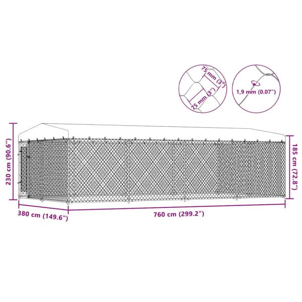 Outdoor-Hundezwinger mit Überdachung 7,6x3,8x2,3 m