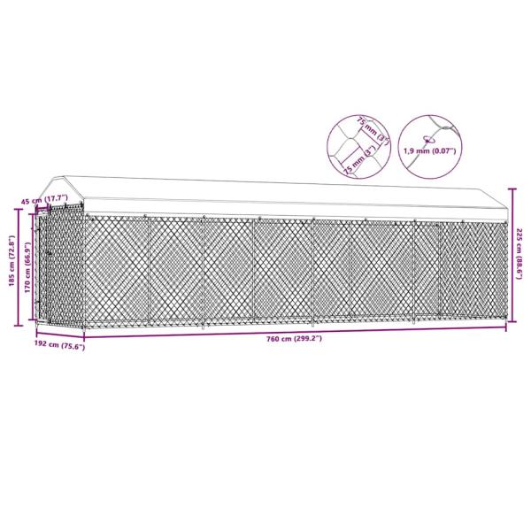 Outdoor-Hundezwinger mit Überdachung 760x190x225 cm