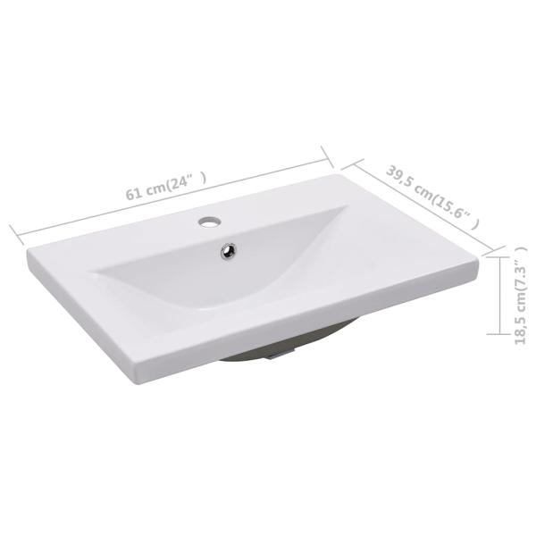 Einbauwaschbecken 61x39,5x18,5 cm Keramik Weiß   