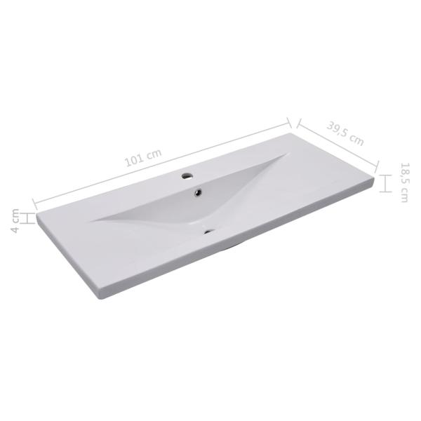 Einbauwaschbecken 101x39,5x18,5 cm Keramik Weiß 