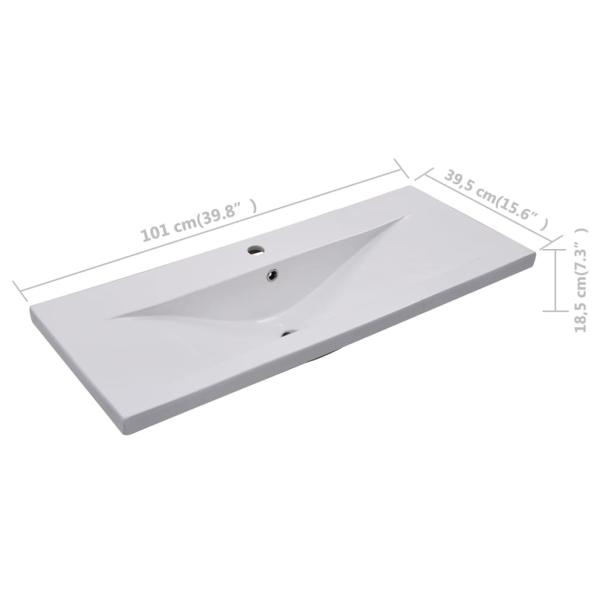 Einbauwaschbecken 101x39,5x18,5 cm Keramik Weiß 
