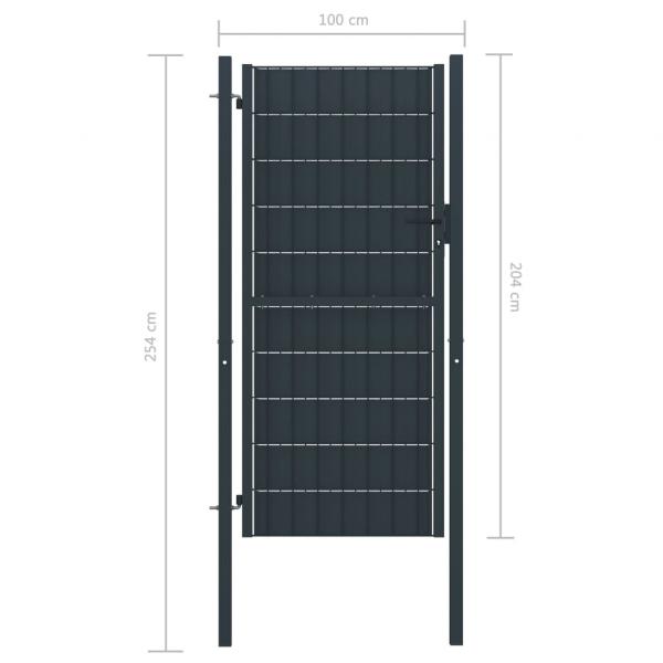 Zauntor PVC und Stahl 100x204 cm Anthrazit