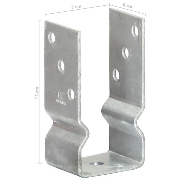 Pfostenträger 6 Stk. Silbern 7×6×15 cm Verzinkter Stahl