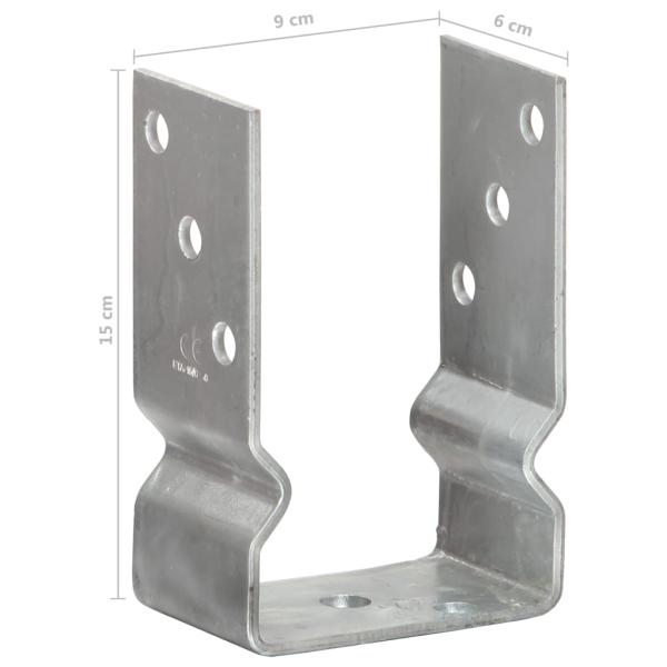 Pfostenträger 6 Stk. Silbern 9×6×15 cm Verzinkter Stahl