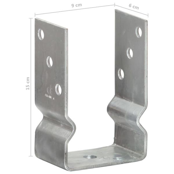 Pfostenträger 6 Stk. Silbern 9×6×15 cm Verzinkter Stahl