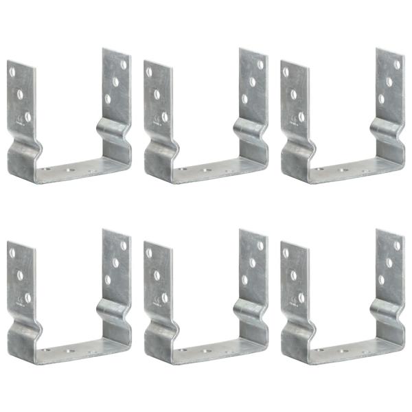 Pfostenträger 6 Stk. Silbern 14×6×15 cm Verzinkter Stahl