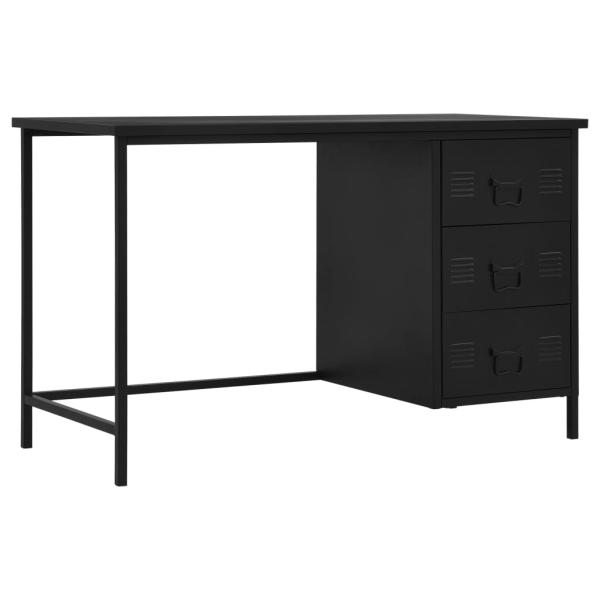 ARDEBO.de - Schreibtisch Schubladen Industriell Schwarz 120x55x75cm Stahl