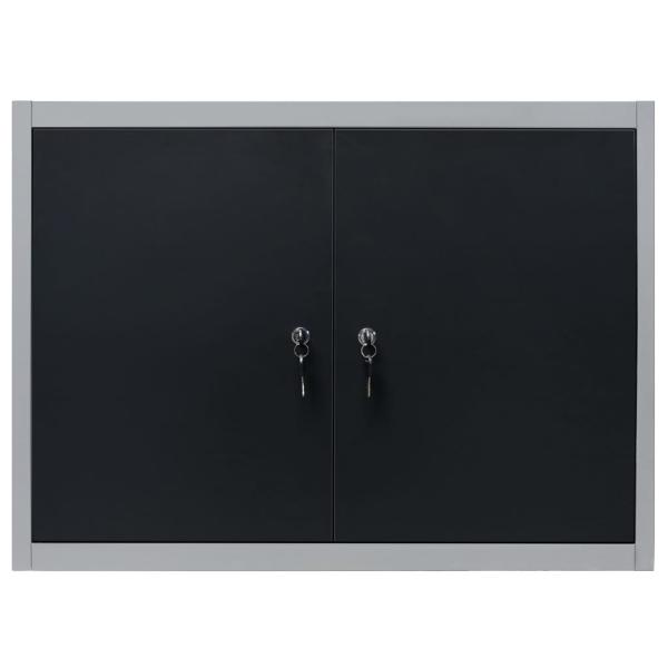 Wand-Werkzeugschrank Industrie-Stil Metall Grau und Schwarz