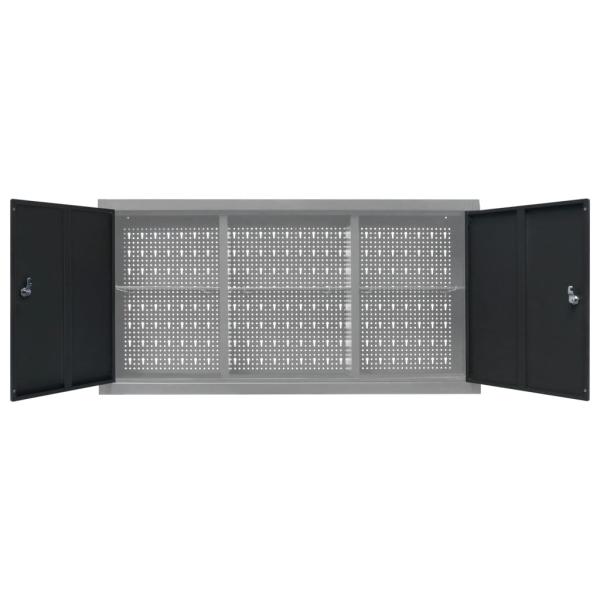 Wand-Werkzeugschrank Industrie-Stil Metall Grau und Schwarz