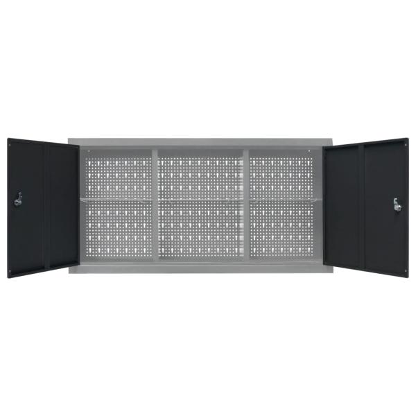 Wand-Werkzeugschrank Industrie-Stil Metall Grau und Schwarz