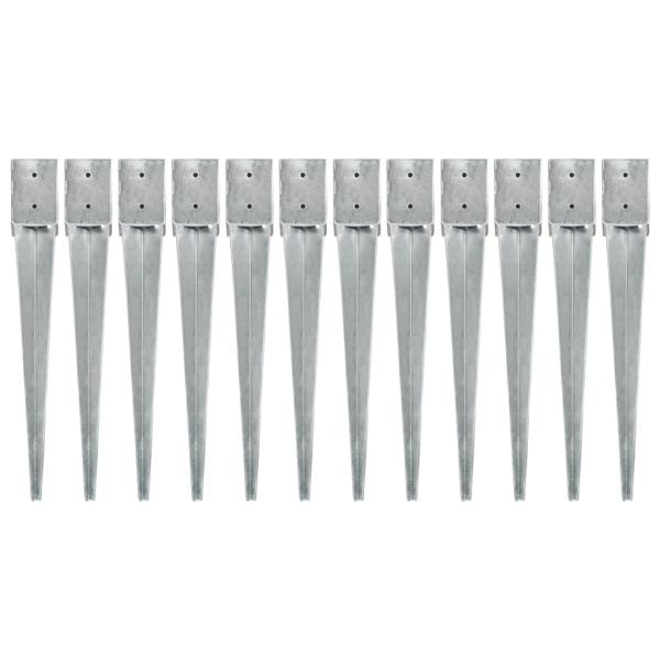 Erdspieße 12 Stk. Silbern 10×10×76 cm Verzinkter Stahl