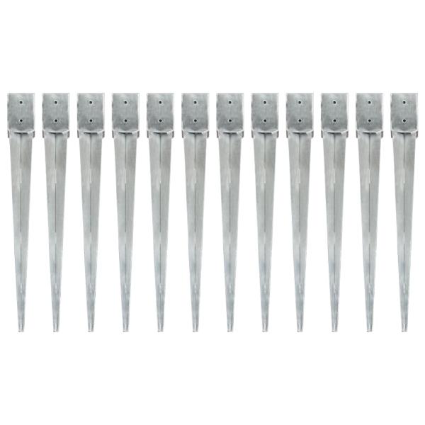 Erdspieße 12 Stk. Silbern 10×10×91 cm Verzinkter Stahl
