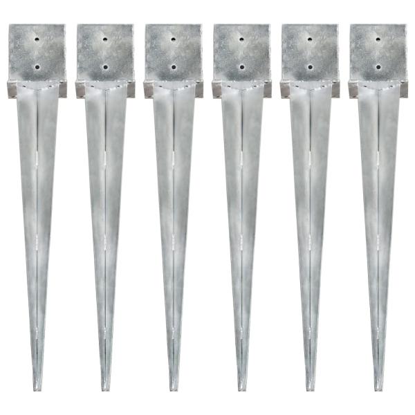 Erdspieße 6 Stk. Silbern 14×14×91 cm Verzinkter Stahl