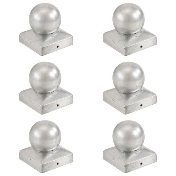 ARDEBO.de - Pfostenkappen 6 Stk. Kugelform Verzinktes Metall 71 x 71 mm 