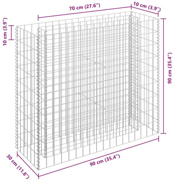  Gabionen-Hochbeet Verzinkter Stahl 90×30×90 cm