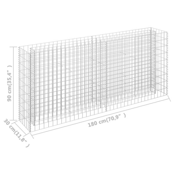  Gabionen-Hochbeet Verzinkter Stahl 180×30×90 cm