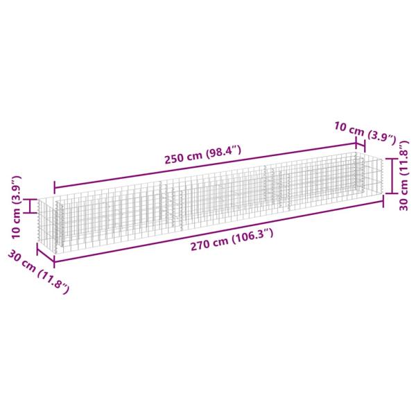 Gabionen-Hochbeet Verzinkter Stahl 270 x 30 x 30 cm