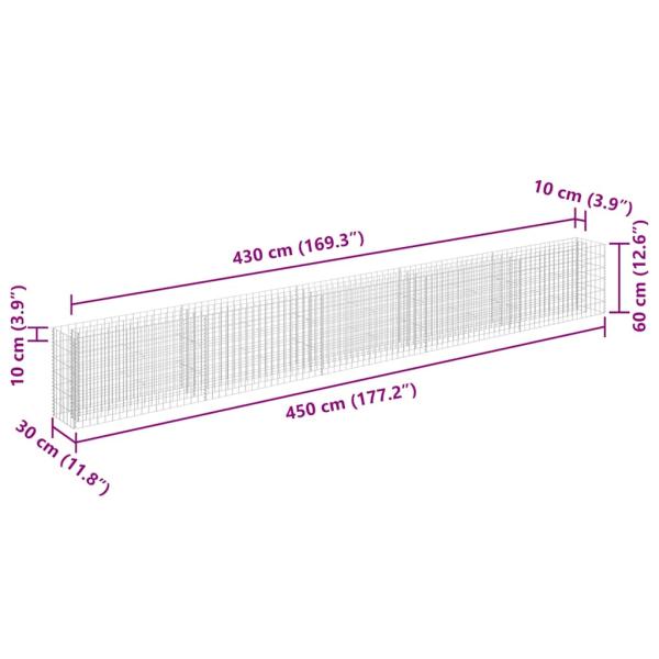  Gabionen-Hochbeet Verzinkter Stahl 450×30×60 cm
