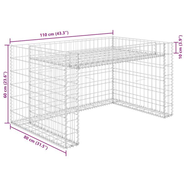 Rasenmäher-Garage mit Hochbeet 110x80x60 cm Stahldraht