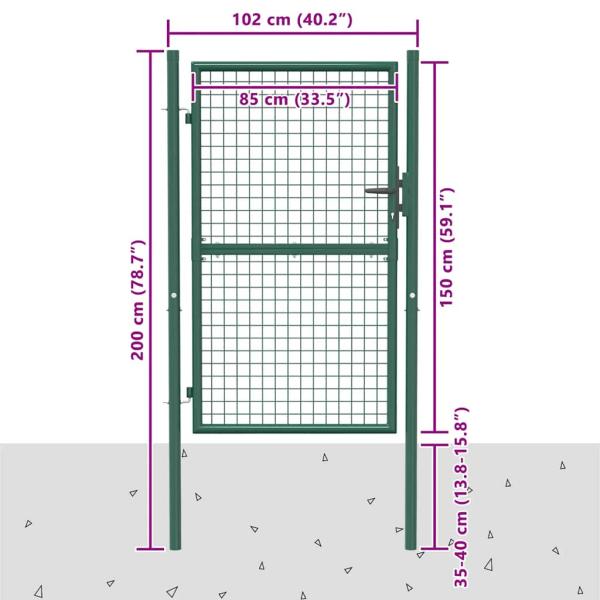 Zauntor Stahl 100x150 cm Grün