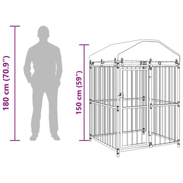 Outdoor-Hundezwinger mit Überdachung 120x120x150 cm