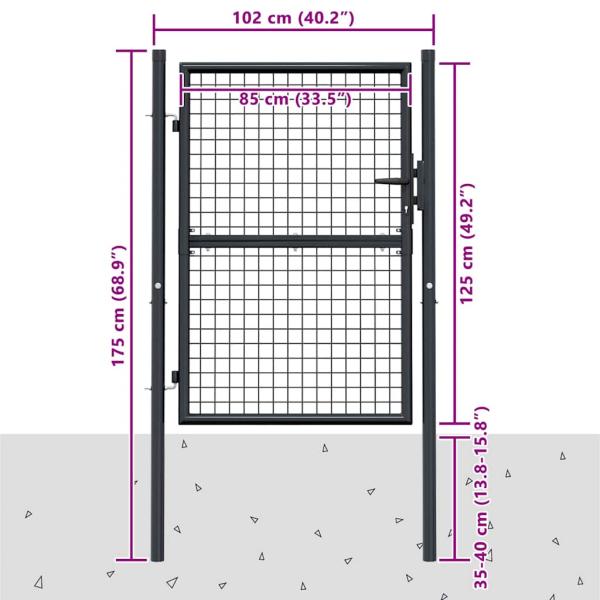 Mesh-Gartentor Verzinkter Stahl 100 x 175 cm Grau