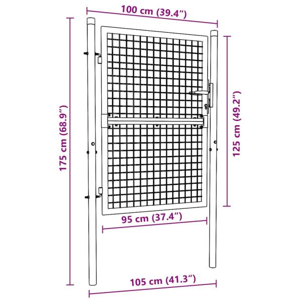 Mesh-Gartentor Verzinkter Stahl 100 x 175 cm Grau