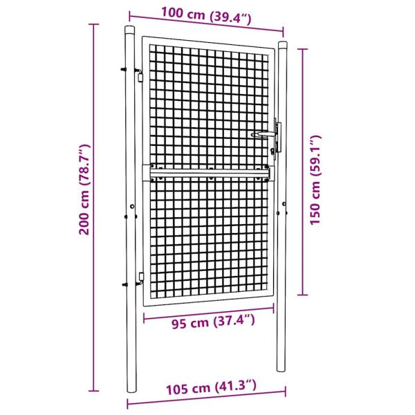 Mesh-Gartentor Verzinkter Stahl 100 x 200 cm Grau