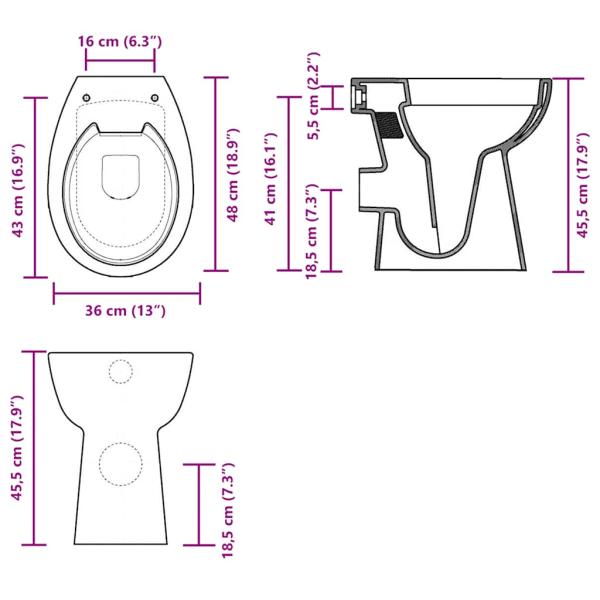 Hohe Spülrandlose Toilette Soft-Close 7 cm Höher Keramik Weiß 