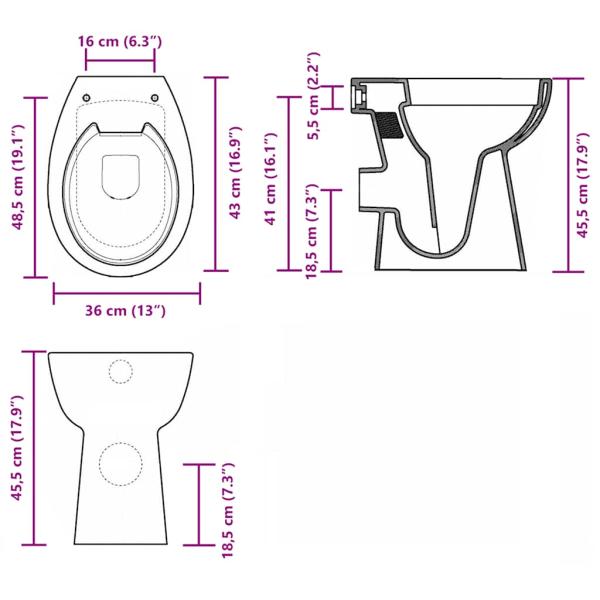 Hohe Spülrandlose Toilette Soft-Close 7cm Höher Keramik Schwarz