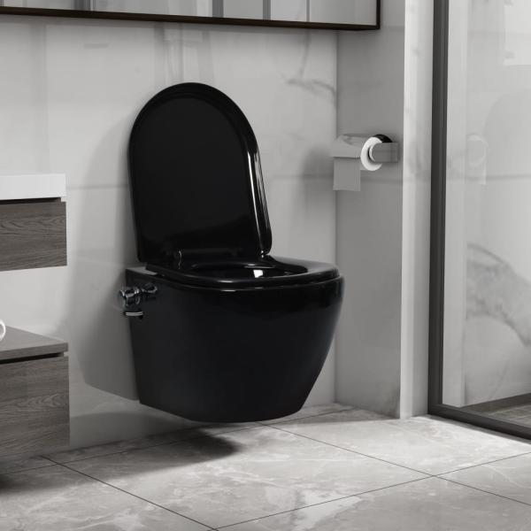 ARDEBO.de - Wand-WC ohne Spülrand mit Bidet-Funktion Keramik Schwarz