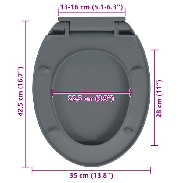 Toilettensitz mit Absenkautomatik Grau Oval