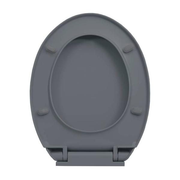 Toilettensitz mit Absenkautomatik Quick-Release Grau Oval