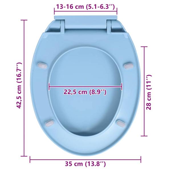 Toilettensitz mit Absenkautomatik Quick-Release Blau Oval