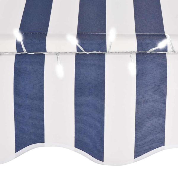 Einziehbare Markise Handbetrieben mit LED 250 cm Blau und Weiß
