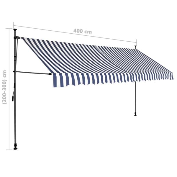 Einziehbare Markise Handbetrieben mit LED 400 cm Blau und Weiß