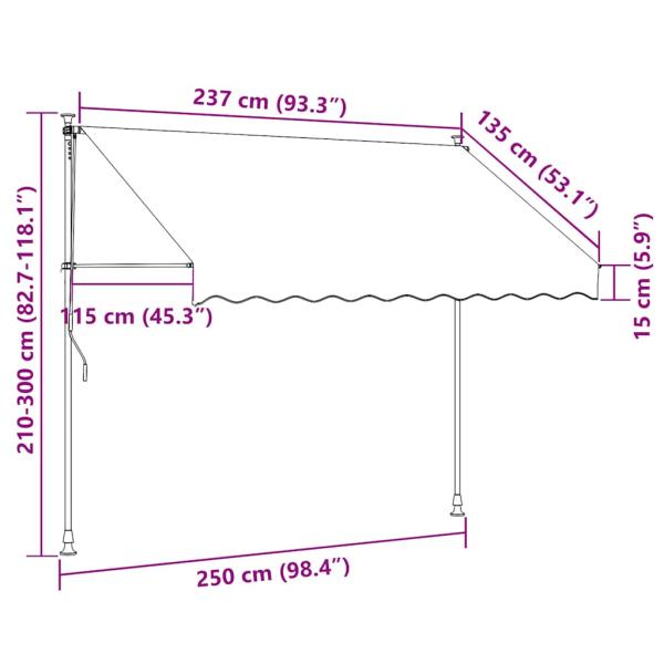 Einziehbare Markise Handbetrieben mit LED 250 cm Gelb und Blau