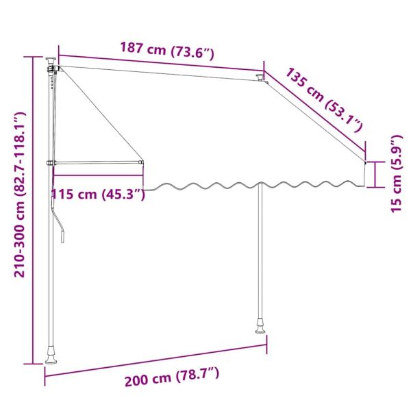 Einziehbare Markise Handbetrieben mit LED 200 cm Weiß Orange