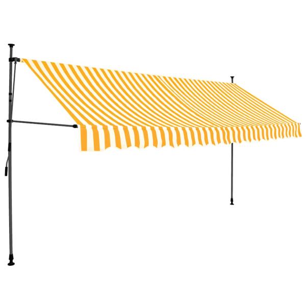 Einziehbare Markise Handbetrieben mit LED 350 cm Weiß Orange