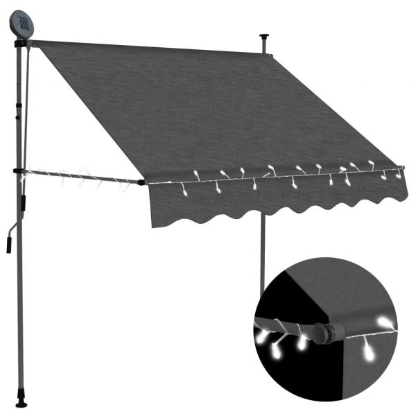 ARDEBO.de - Einziehbare Markise Handbetrieben mit LED 200 cm Anthrazit