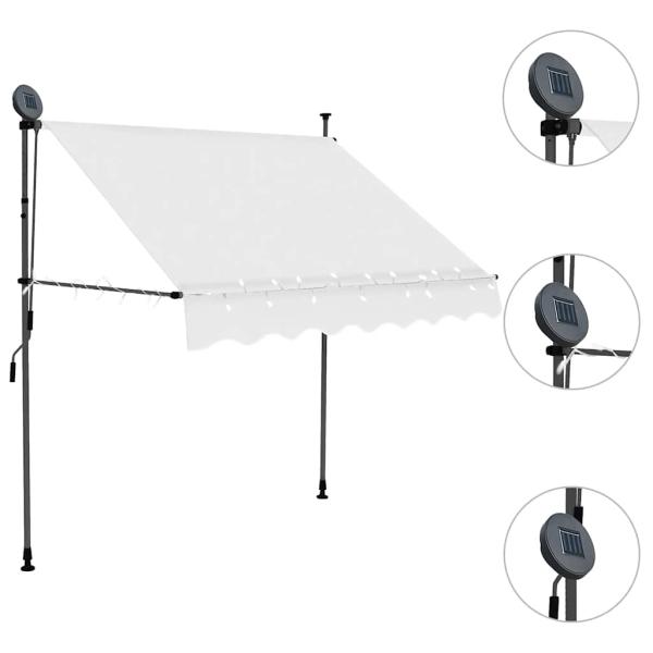 Einziehbare Markise Handbetrieben mit LED 200 cm Creme
