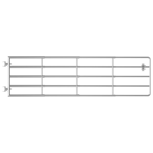 5-Rohre-Weidetor Stahl (115-300)×90 cm Silbern 