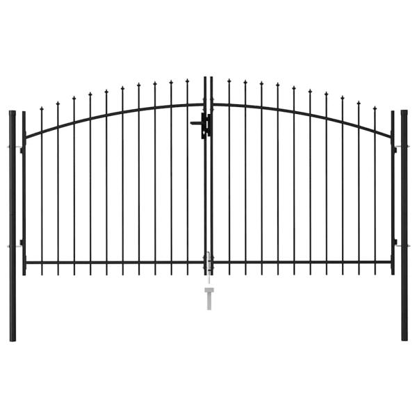 Zauntor Doppelflügel mit Speerspitzen Stahl 3 x 1,5 m Schwarz