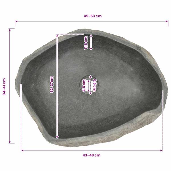 Waschbecken Flussstein Oval (45-53)x(34-41) cm  