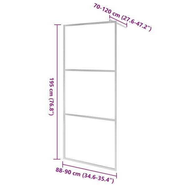 Begehbare Duschwand mit voll mattiertem ESG-Glas 90x195 cm