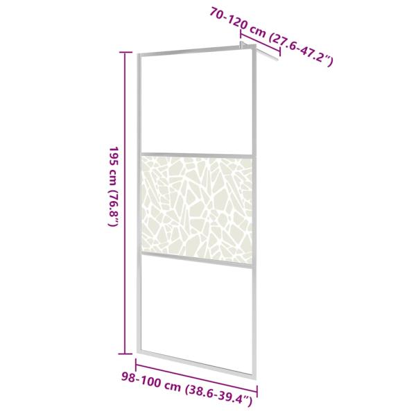 Duschwand für Begehbare Dusche ESG-Glas Steindesign 100x195 cm
