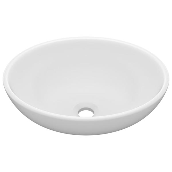 Luxuriöses Ovales Waschbecken Matt Weiß 40x33 cm Keramik