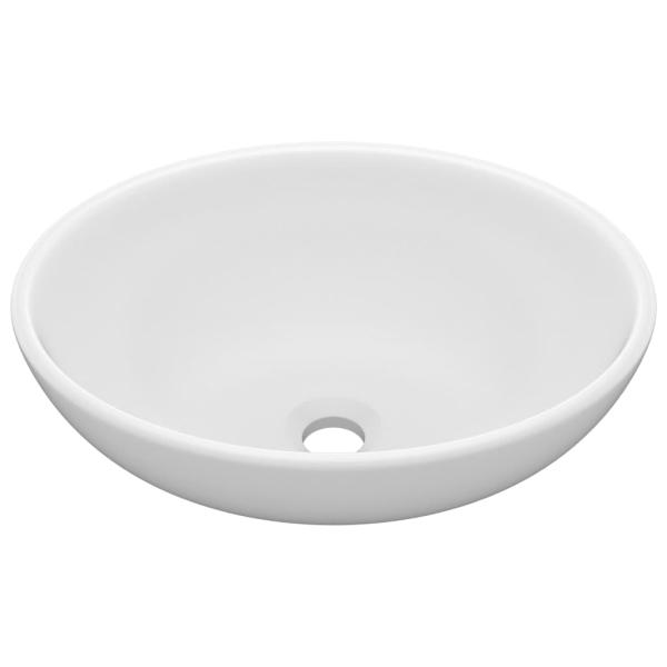 Luxuriöses Ovales Waschbecken Matt Weiß 40x33 cm Keramik