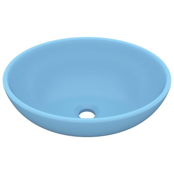 Luxuriöses Ovales Waschbecken Matt Hellblau 40x33 cm Keramik